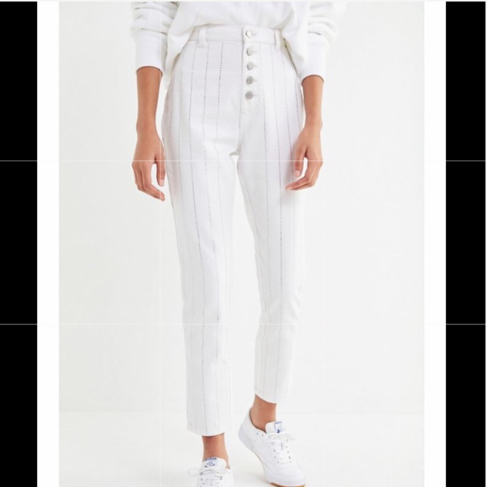 BDG High-Rise Stairway Jean- White Rhinestone